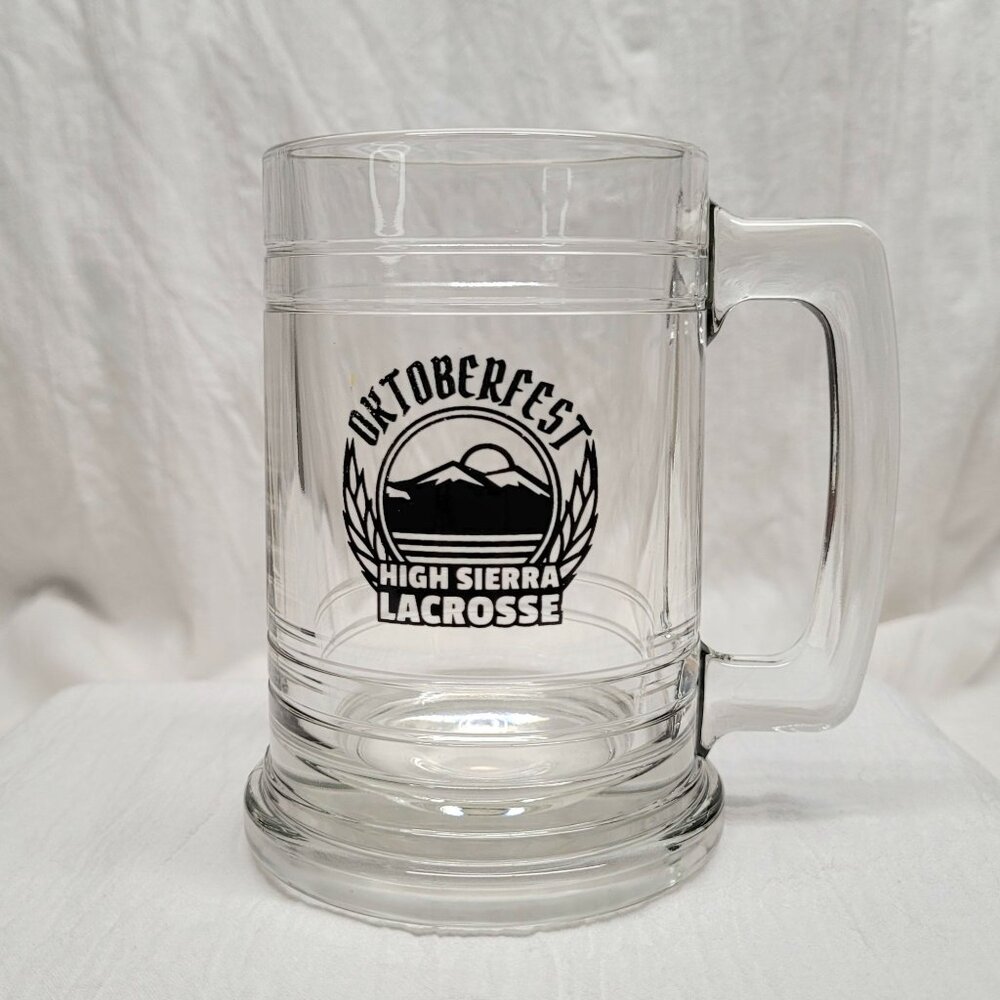 Oktoberfest High Sierra Lacrosse Glass Beer Mug 5" Tall Logo Design